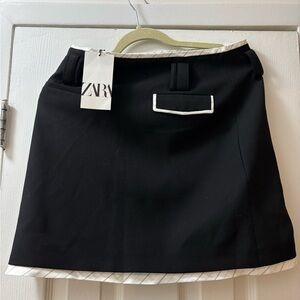 Zara Black and White A-line Mini Skirt for Work